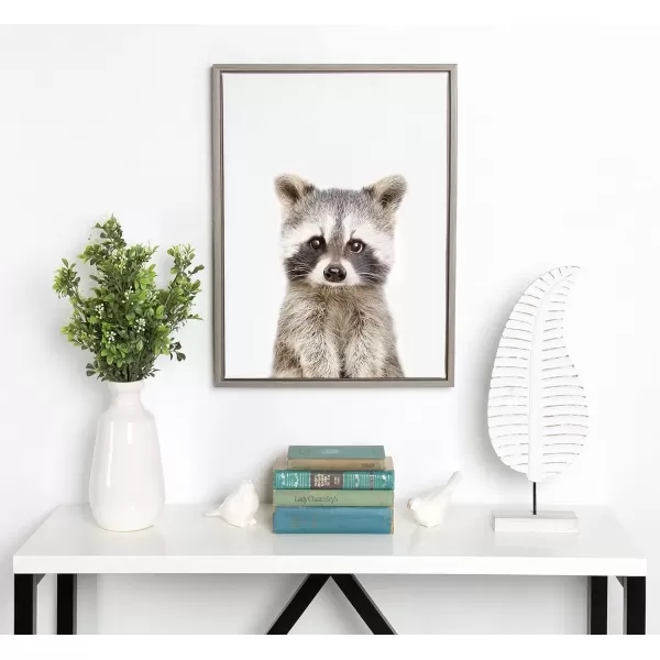 imageKate and Laurel Sylvie Baby Raccoon Animal Print Portrait Framed Canvas Wall Art by Amy Peterson 18x24 GrayGrey