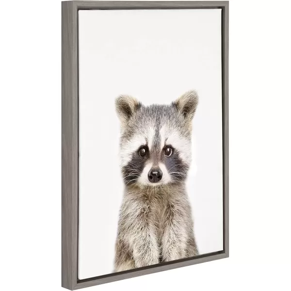 imageKate and Laurel Sylvie Baby Raccoon Animal Print Portrait Framed Canvas Wall Art by Amy Peterson 18x24 GrayGrey