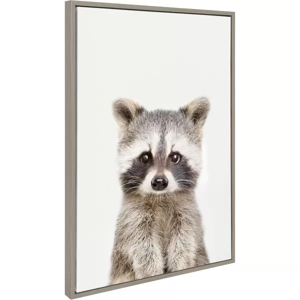 imageKate and Laurel Sylvie Baby Raccoon Animal Print Portrait Framed Canvas Wall Art by Amy Peterson 18x24 GrayGrey