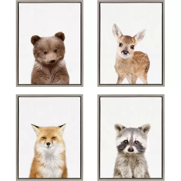 imageKate and Laurel Sylvie Baby Raccoon Animal Print Portrait Framed Canvas Wall Art by Amy Peterson 18x24 GrayGrey