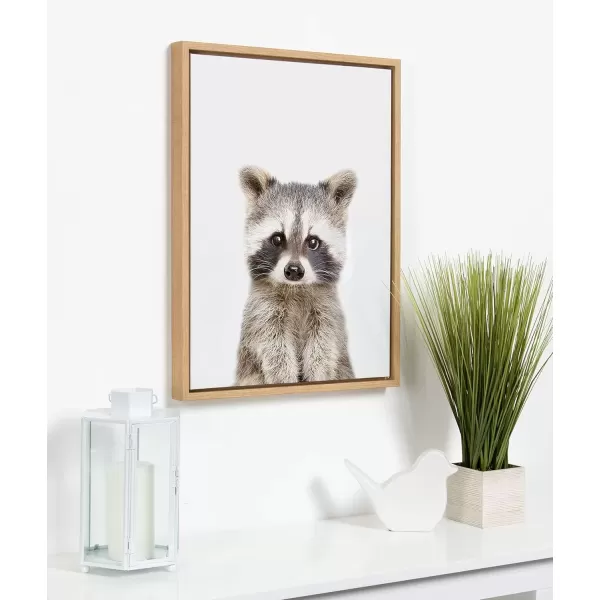 imageKate and Laurel Sylvie Baby Raccoon Animal Print Portrait Framed Canvas Wall Art by Amy Peterson 18x24 GrayNatural