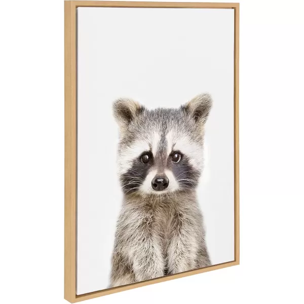 imageKate and Laurel Sylvie Baby Raccoon Animal Print Portrait Framed Canvas Wall Art by Amy Peterson 18x24 GrayNatural