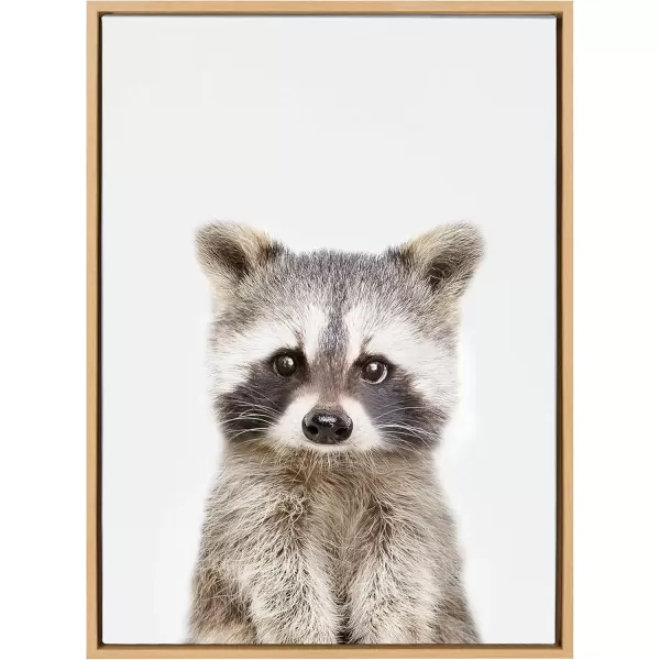 imageKate and Laurel Sylvie Baby Raccoon Animal Print Portrait Framed Canvas Wall Art by Amy Peterson 18x24 GrayNatural