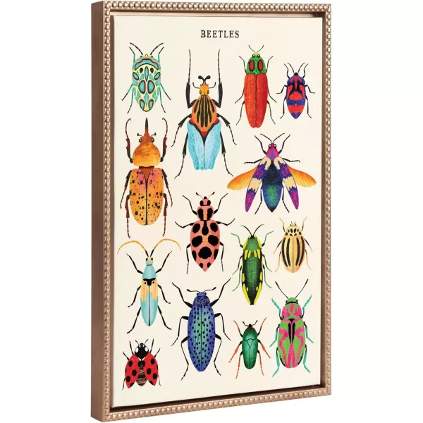 imageKate and Laurel Sylvie Beaded Beetles Vintage Framed Canvas Wall Art by Tnia Garca 18x24 Gold Colorful Bug Poster Art for Wall