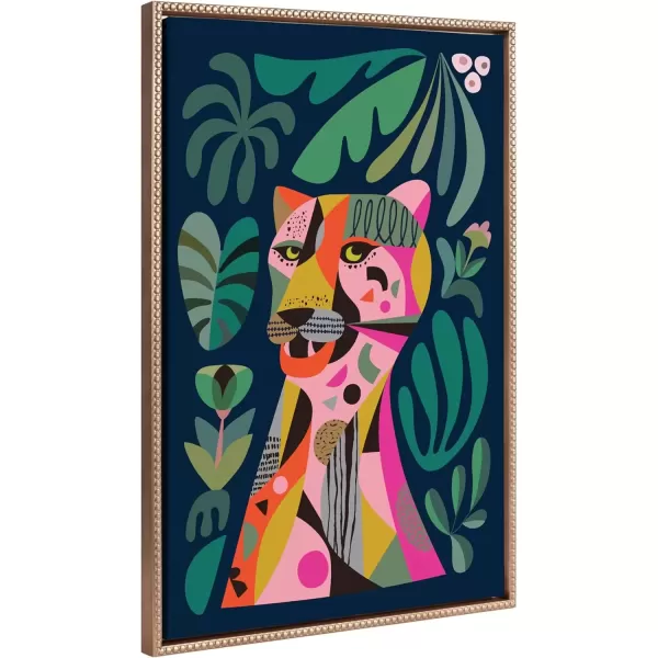 imageKate and Laurel Sylvie Beaded Leopard Vintage Framed Canvas Wall Art by Rachel Lee 23x33 Gold MidCentury Colorful Animal Art for Wall