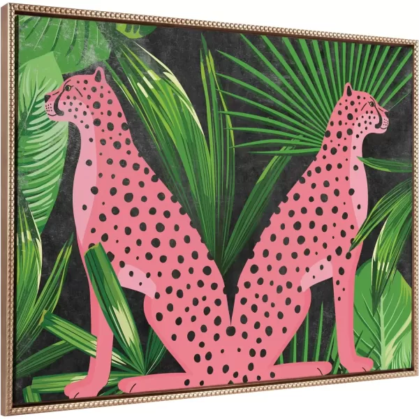 imageKate and Laurel Sylvie Beaded NC Cheetah Jungle Vintage Framed Canvas Wall Art by Nikki Chu 28x38 Gold MidCentury Jungle Cheetah Art for Wall