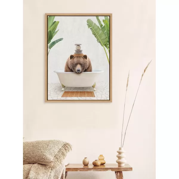 imageKate and Laurel Sylvie Big Bear Bali Bath Framed Canvas Wall Art by Amy Peterson Art Studio 18x24 Gold Glam Bathroom Art Wall DcorGold