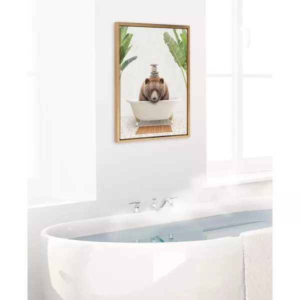 imageKate and Laurel Sylvie Big Bear Bali Bath Framed Canvas Wall Art by Amy Peterson Art Studio 18x24 Gold Glam Bathroom Art Wall DcorGold