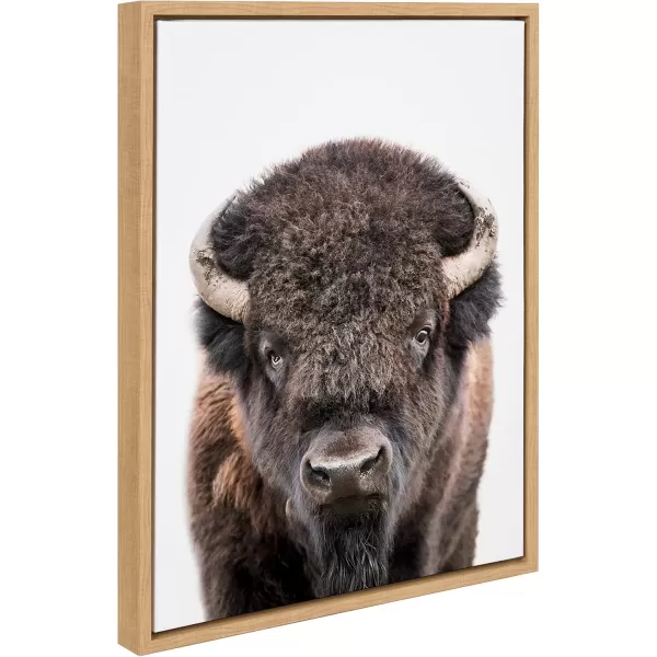 imageKate and Laurel Sylvie Bison Portrait Framed Canvas Wall Art by Amy Peterson Art Studio 28x38 Natural Modern Animal Portrait Art for WallNatural