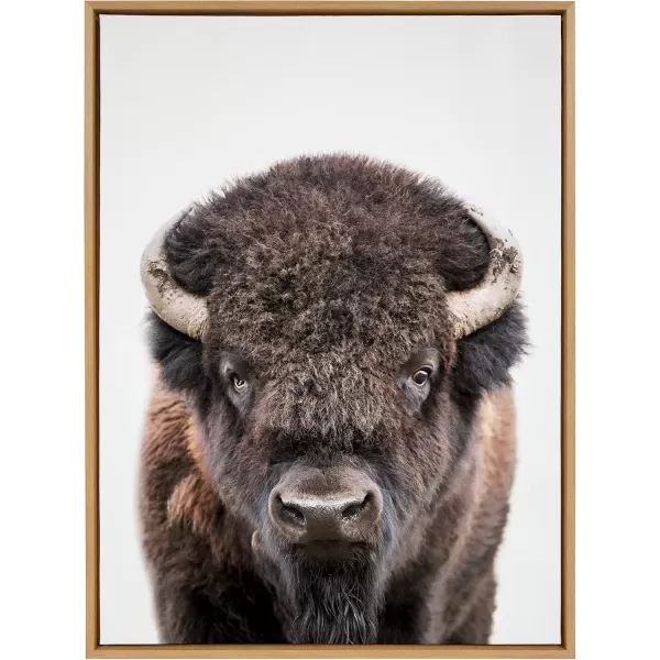 imageKate and Laurel Sylvie Bison Portrait Framed Canvas Wall Art by Amy Peterson Art Studio 28x38 Natural Modern Animal Portrait Art for WallNatural