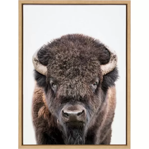 imageKate and Laurel Sylvie Bison Portrait Framed Canvas Wall Art by Amy Peterson Art Studio 28x38 Natural Modern Animal Portrait Art for WallNatural