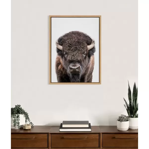 imageKate and Laurel Sylvie Bison Portrait Framed Canvas Wall Art by Amy Peterson Art Studio 28x38 Natural Modern Animal Portrait Art for WallNatural