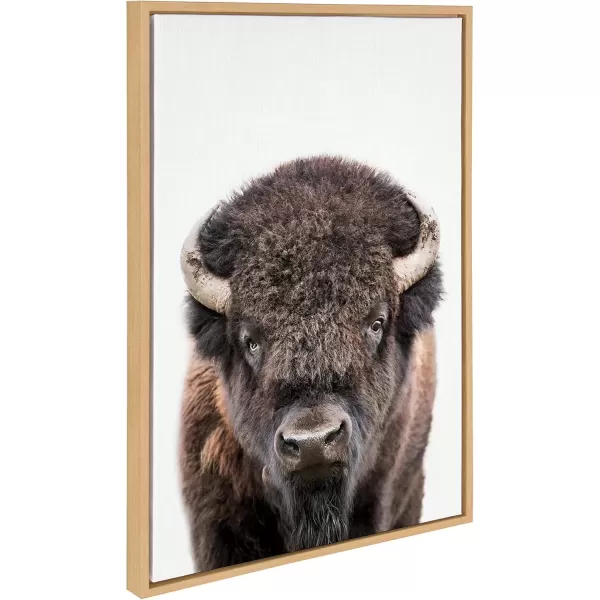 imageKate and Laurel Sylvie Bison Portrait Framed Canvas Wall Art by Amy Peterson Art Studio 28x38 Natural Modern Animal Portrait Art for WallNatural