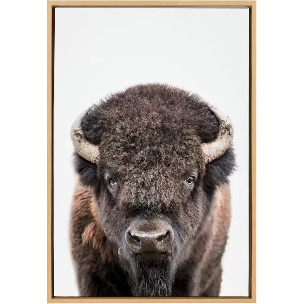 imageKate and Laurel Sylvie Bison Portrait Framed Canvas Wall Art by Amy Peterson Art Studio 28x38 Natural Modern Animal Portrait Art for WallNatural