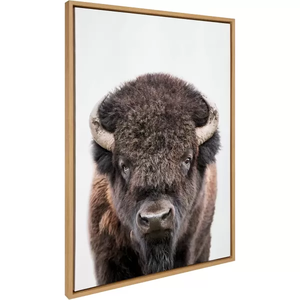 imageKate and Laurel Sylvie Bison Portrait Framed Canvas Wall Art by Amy Peterson Art Studio 28x38 Natural Modern Animal Portrait Art for WallNatural