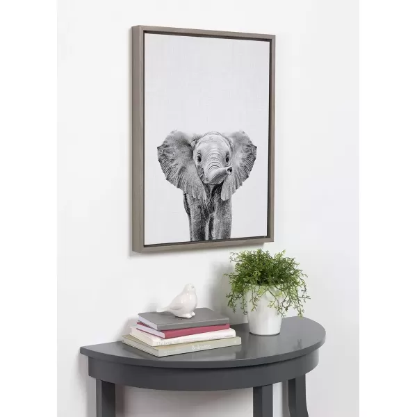 imageKate and Laurel Sylvie Black and White Baby Elephant Framed Canvas Wall Art by Simon Te Tai 18x24 Gray Cute Animal Home Decor for Living Room Bedroom Bathroom Or NurseryGrey