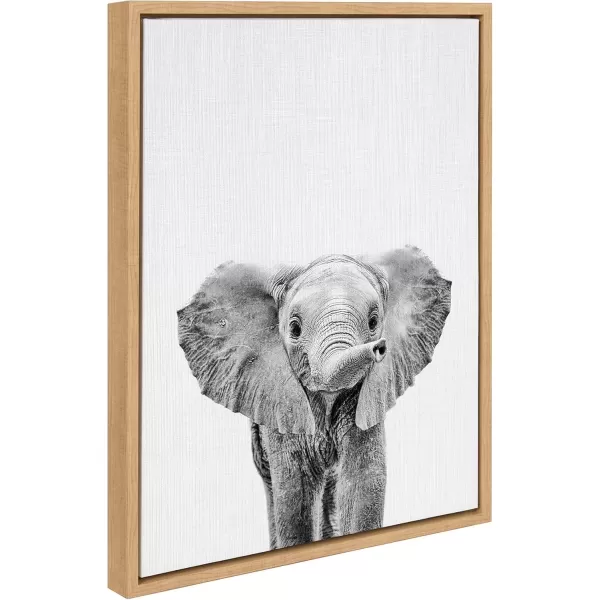 imageKate and Laurel Sylvie Black and White Baby Elephant Framed Canvas Wall Art by Simon Te Tai 18x24 Gray Cute Animal Home Decor for Living Room Bedroom Bathroom Or NurseryNatural