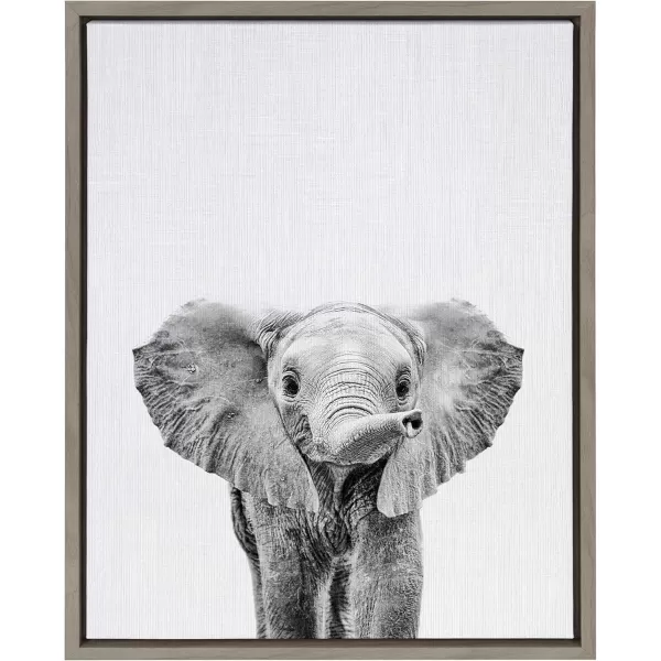 imageKate and Laurel Sylvie Black and White Baby Elephant Framed Canvas Wall Art by Simon Te Tai 18x24 Gray Cute Animal Home Decor for Living Room Bedroom Bathroom Or NurseryGrey