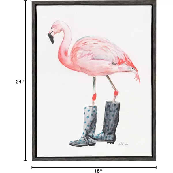 imageKate and Laurel Sylvie Flamingo in Boots Framed Canvas Wall Art by Jennifer Redstreake Geary 18x24 Gray