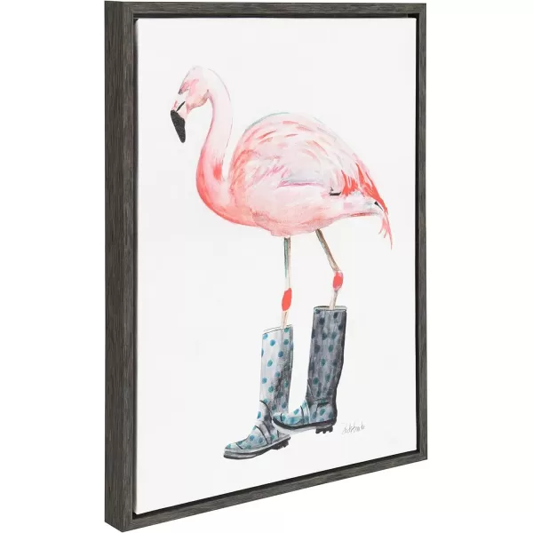 imageKate and Laurel Sylvie Flamingo in Boots Framed Canvas Wall Art by Jennifer Redstreake Geary 18x24 Gray