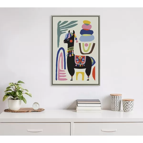 imageKate and Laurel Sylvie Llama Mesatawe Framed Canvas Wall Art by Rachel Lee of My Dream Wall 23x33 Natural Abstract Animal Llama Nursery Art for WallGray