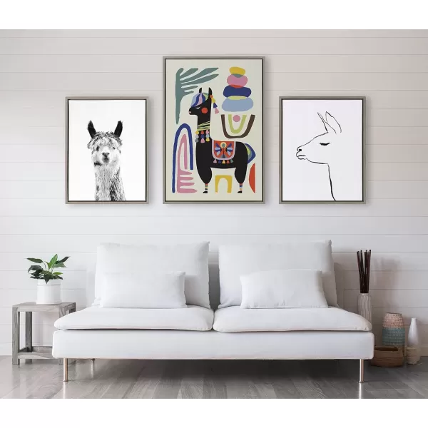 imageKate and Laurel Sylvie Llama Mesatawe Framed Canvas Wall Art by Rachel Lee of My Dream Wall 23x33 Natural Abstract Animal Llama Nursery Art for WallGray