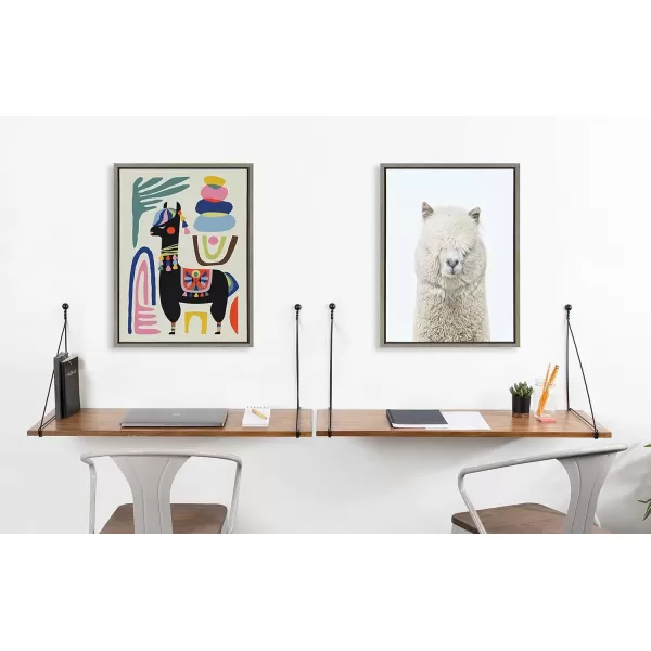 imageKate and Laurel Sylvie Llama Mesatawe Framed Canvas Wall Art by Rachel Lee of My Dream Wall 23x33 Natural Abstract Animal Llama Nursery Art for WallGray