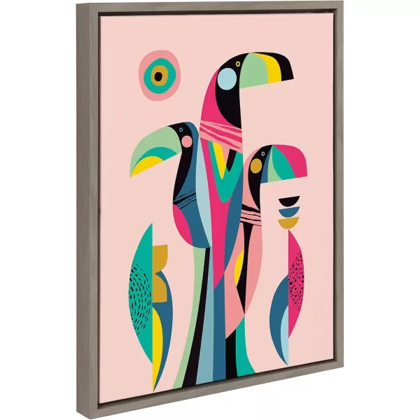 imageKate and Laurel Sylvie Mid Century Modern Tropical Toucan Framed Canvas Wall Art by Rachel Lee of My Dream Wall 18x24 Natural Tropical Bird Art for WallGray