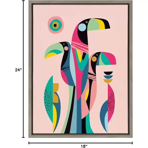imageKate and Laurel Sylvie Mid Century Modern Tropical Toucan Framed Canvas Wall Art by Rachel Lee of My Dream Wall 18x24 Natural Tropical Bird Art for WallGray