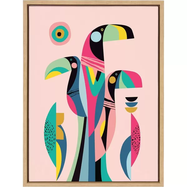 imageKate and Laurel Sylvie Mid Century Modern Tropical Toucan Framed Canvas Wall Art by Rachel Lee of My Dream Wall 18x24 Natural Tropical Bird Art for WallNatural