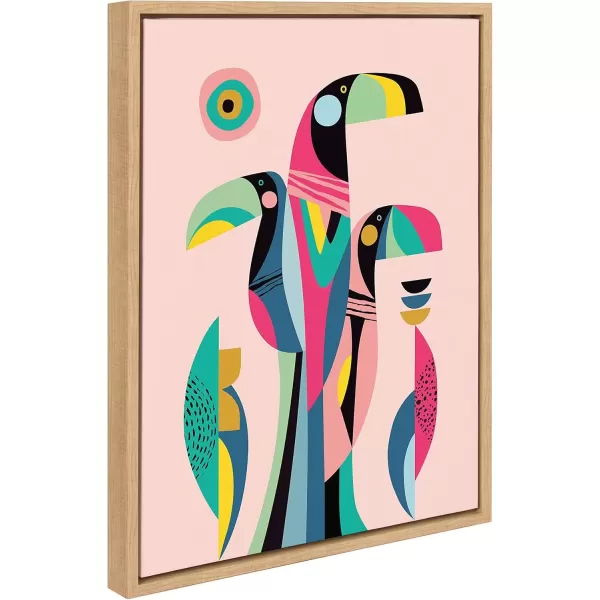 imageKate and Laurel Sylvie Mid Century Modern Tropical Toucan Framed Canvas Wall Art by Rachel Lee of My Dream Wall 18x24 Natural Tropical Bird Art for WallNatural