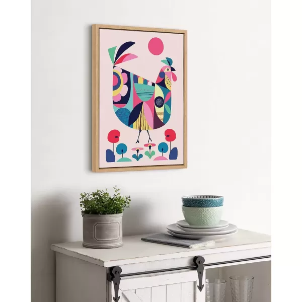 imageKate and Laurel Sylvie Mid Century Modern Wyandotte Framed Canvas Wall Art by Rachel Lee of My Dream Wall 18x24 Natural Colorful Animal Art for Wall