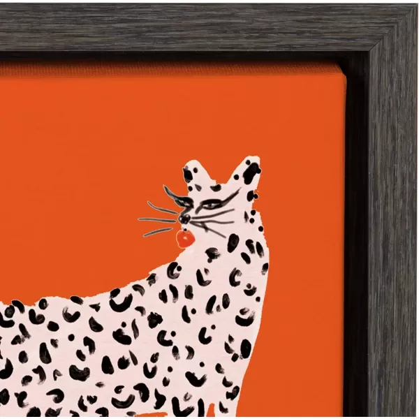 imageKate and Laurel Sylvie Sassy Pink Cheetahs Framed Canvas Wall Art by Kendra Dandy of Bouffants and Broken Hearts 18x24 Dark Gray Chic Cat Wall Art