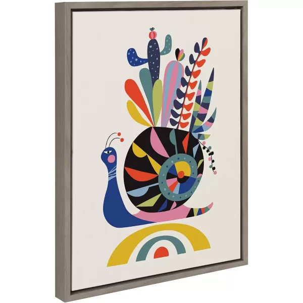 imageKate and Laurel Sylvie Snail Framed Canvas Wall Art by Rachel Lee 18x24 Natural Abstract Wall DecorGrey