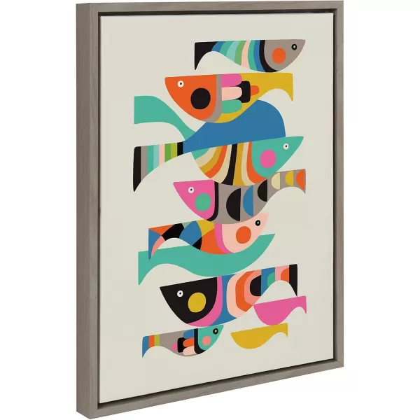 imageKate and Laurel Sylvie Under The Sea Framed Canvas Wall Art by Rachel Lee 18x24 Gray Colorful Abstract Home DecorGrey