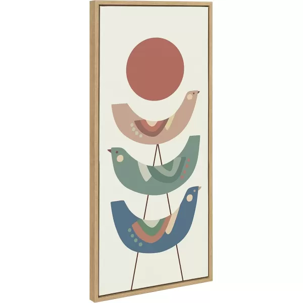 imageKate and Laurel Sylvie Under the Sun Framed Canvas Wall Art by Rachel Lee of My Dream Wall 18x40 Natural Colorful Mid Century Bird Art for Wall