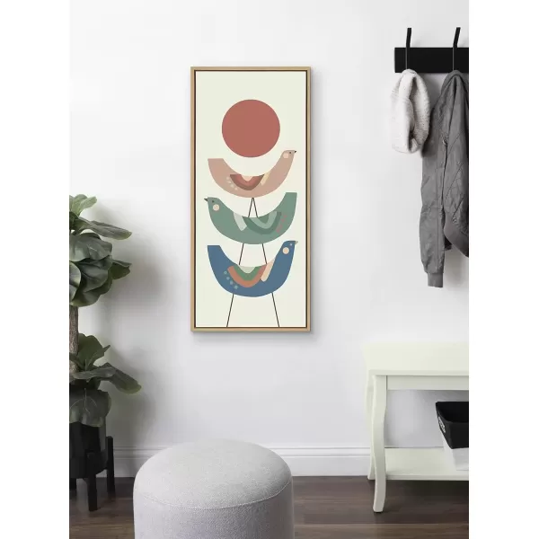 imageKate and Laurel Sylvie Under the Sun Framed Canvas Wall Art by Rachel Lee of My Dream Wall 18x40 Natural Colorful Mid Century Bird Art for Wall