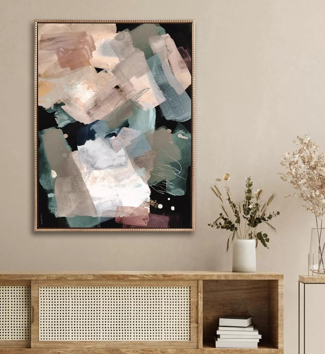 imageKate and Laurel Sylvie Beaded Nebula Abstract Vintage Framed Canvas Wall Art by Amy Lighthall 315x415 Gold Oversized Modern Abstract Geometric Art for Wall
