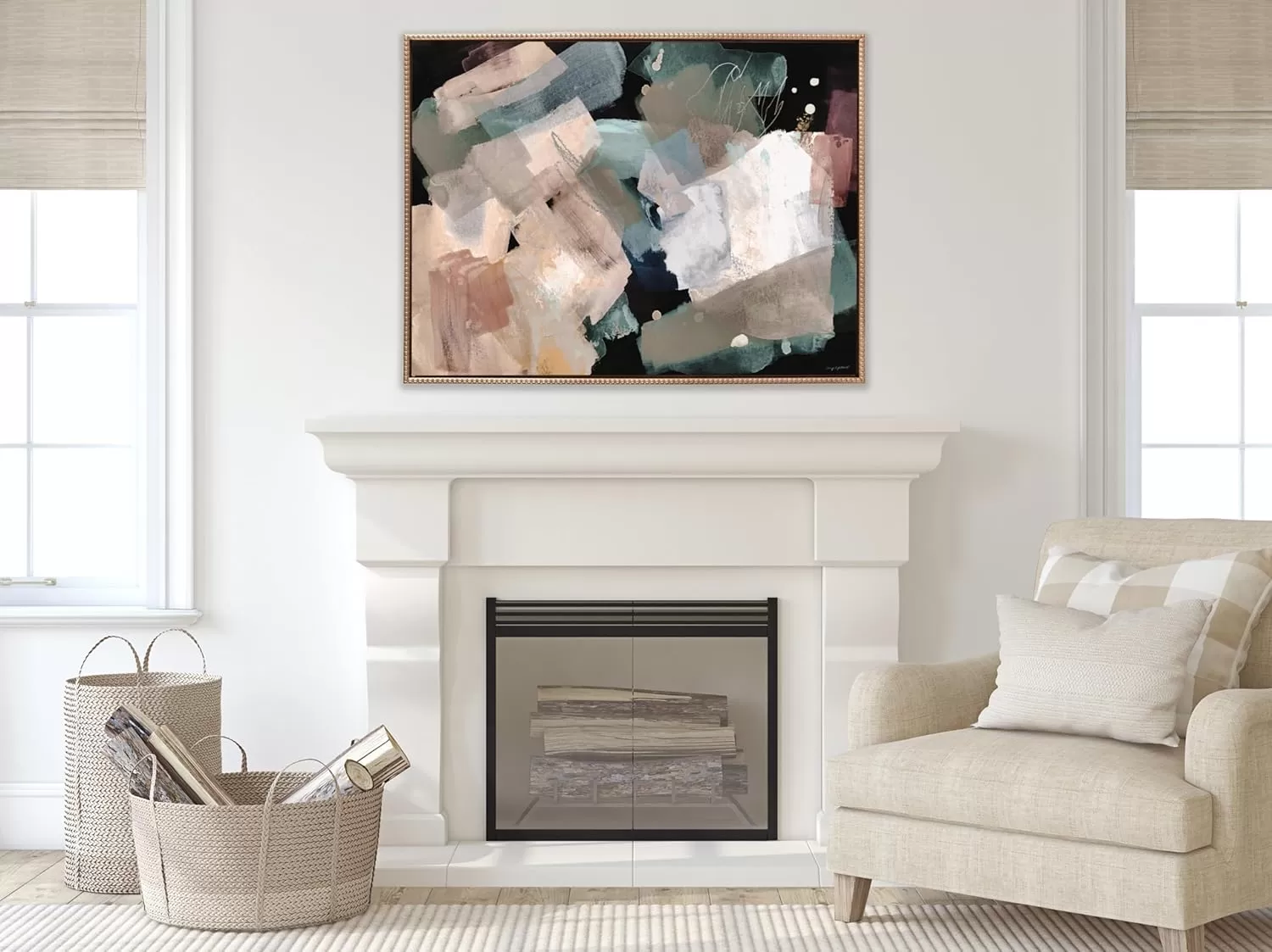 imageKate and Laurel Sylvie Beaded Nebula Abstract Vintage Framed Canvas Wall Art by Amy Lighthall 315x415 Gold Oversized Modern Abstract Geometric Art for Wall