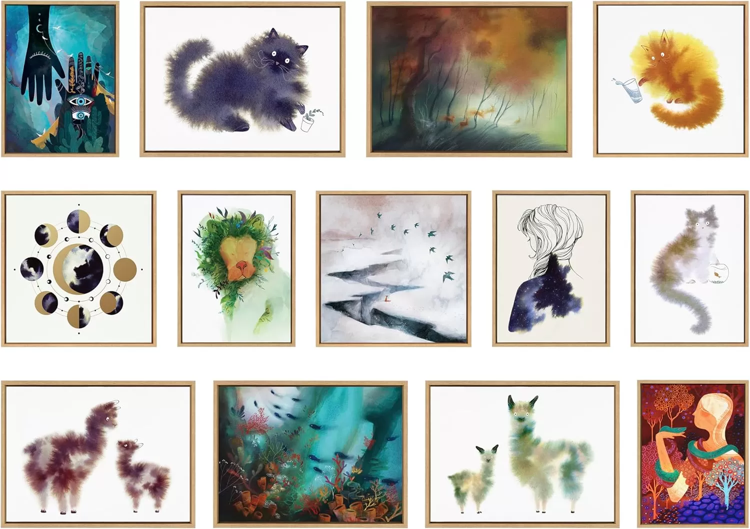 imageKate and Laurel Sylvie Waltz of the Stags Framed Canvas Wall Art by Faryn Hughes 18x24 Gold Modern Abstract Deer Art for Wall
