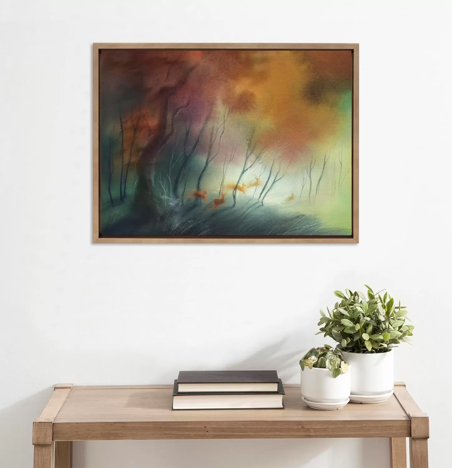 imageKate and Laurel Sylvie Waltz of the Stags Framed Canvas Wall Art by Faryn Hughes 18x24 Gold Modern Abstract Deer Art for Wall