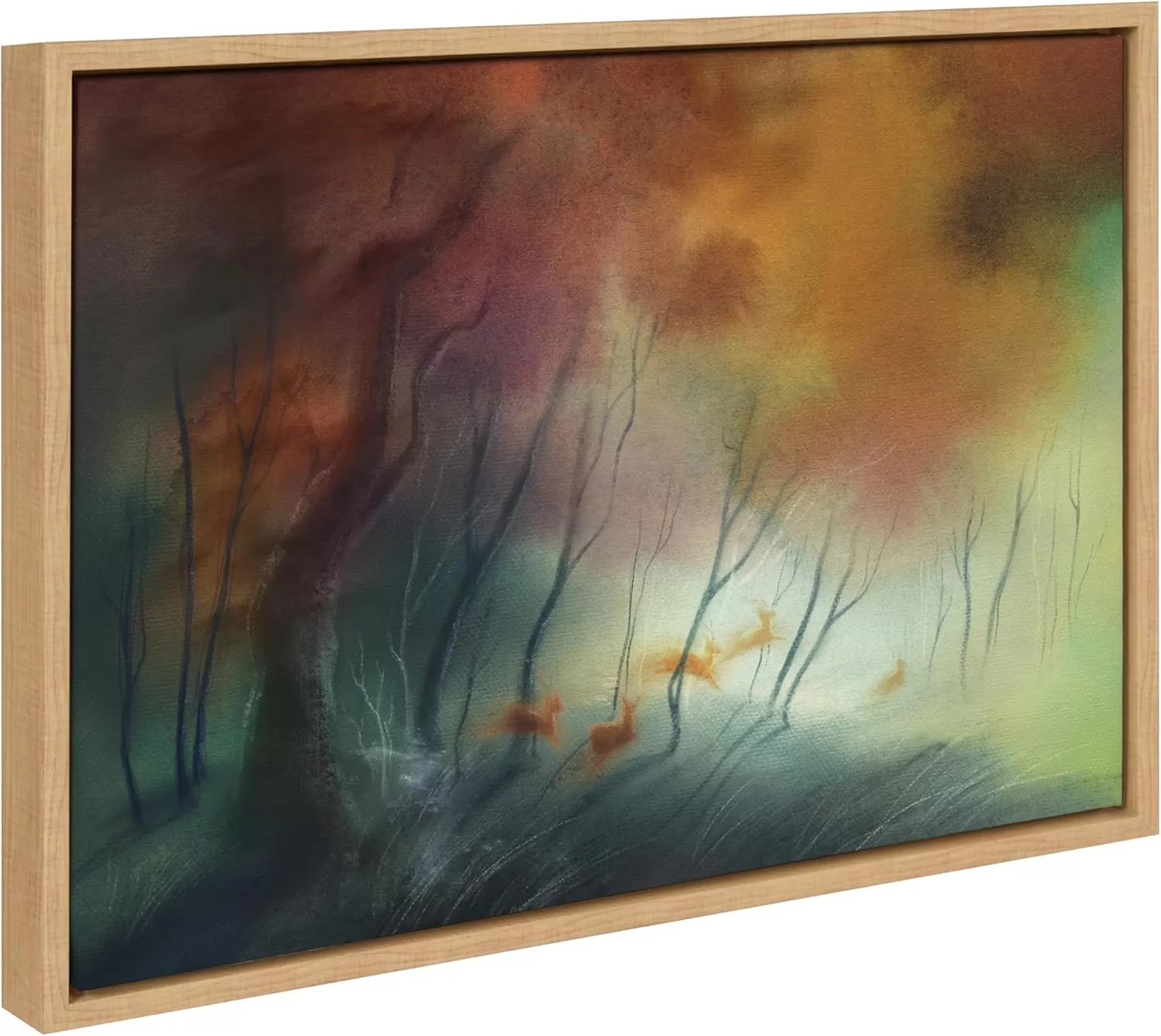 imageKate and Laurel Sylvie Waltz of the Stags Framed Canvas Wall Art by Faryn Hughes 18x24 Natural Modern Abstract Deer Art for Wall