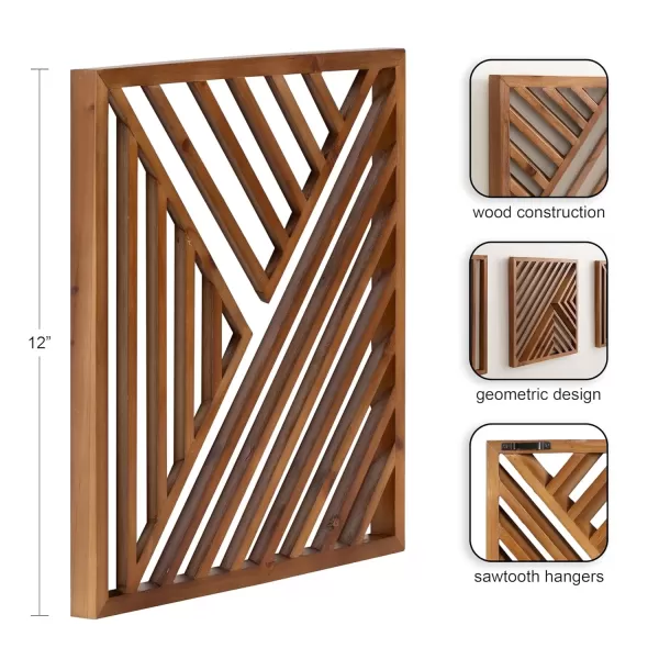 imageKate and Laurel Barreda Modern Decorative Wood Wall Plaque Set 12 x 12 Set of 3 Natural Wood Geometric Square Wooden Art for Use as Entryway Wall Decor or Bedroom Art for Above Bed