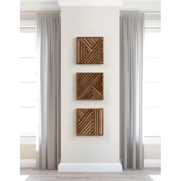 imageKate and Laurel Barreda Modern Decorative Wood Wall Plaque Set 12 x 12 Set of 3 Natural Wood Geometric Square Wooden Art for Use as Entryway Wall Decor or Bedroom Art for Above Bed