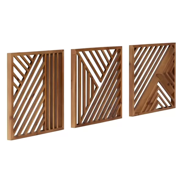 imageKate and Laurel Barreda Modern Decorative Wood Wall Plaque Set 12 x 12 Set of 3 Natural Wood Geometric Square Wooden Art for Use as Entryway Wall Decor or Bedroom Art for Above Bed