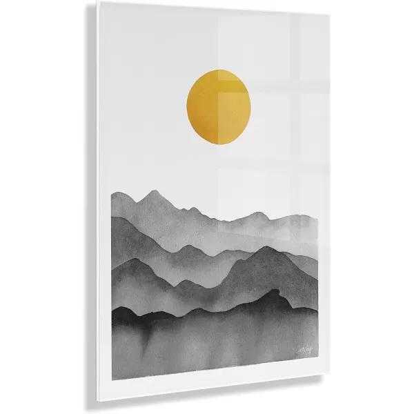 imageKate and Laurel Black Yellow Mountain Range Silhouette Floating Acrylic Art by Cat Coquillette 23x31 Calming Landscape Art for Wall