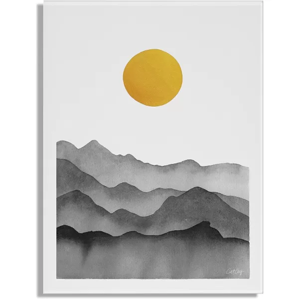 imageKate and Laurel Black Yellow Mountain Range Silhouette Floating Acrylic Art by Cat Coquillette 23x31 Calming Landscape Art for Wall