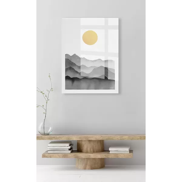 imageKate and Laurel Black Yellow Mountain Range Silhouette Floating Acrylic Art by Cat Coquillette 23x31 Calming Landscape Art for Wall