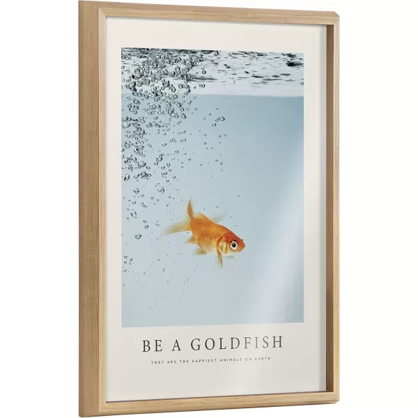 imageKate and Laurel Blake Be A Goldfish Framed Printed Glass Wall Art by The Creative Bunch Studio 18x24 Natural Decorative Animal Inspirational Art for Wall