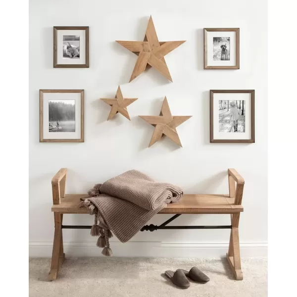 imageKate and Laurel Gallantry Coastal Decorative Wooden Stars Set of 3 White Modern Dimensional ThreePiece Star Set for Use as Living Room Wall Decor or Patriotic Home Decor OptionRustic Brown